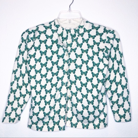 CLAUDIE PIERLOT Butterfly Print Sweater Cardigan French Preppy Twee Vintage - Picture 1 of 6